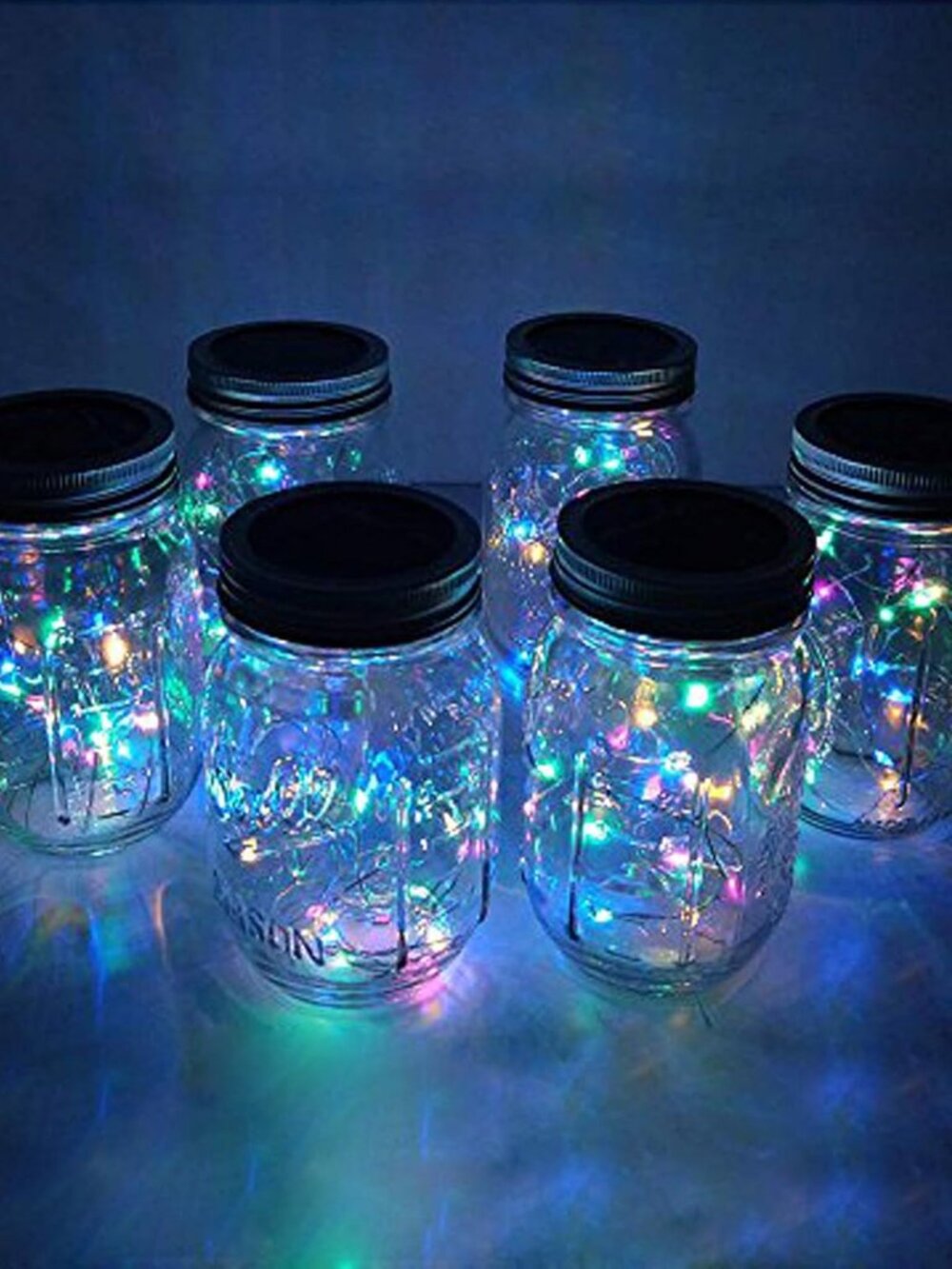 Solar Mason Jar Lid Lights, 6 Pack 20 LED Waterproof String Fairy Star Firefly J